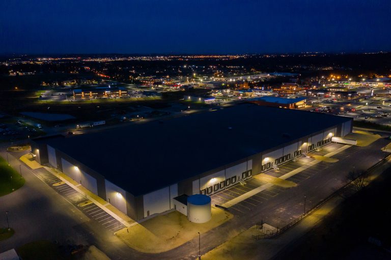 Building 2 at Lime Spring Square - Night time - Aerial - Industrial Property